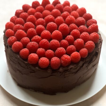 Vegan Choc Fudge Cake w/Raspberries