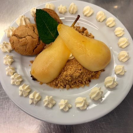 Poached pear dessert