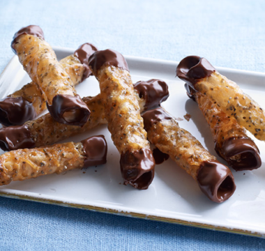 Terry’s Chocolate-dipped Chia Brandy Snaps