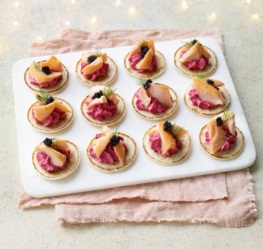 Prue Leith’s Hot Smoked Salmon & Beetroot Blinis