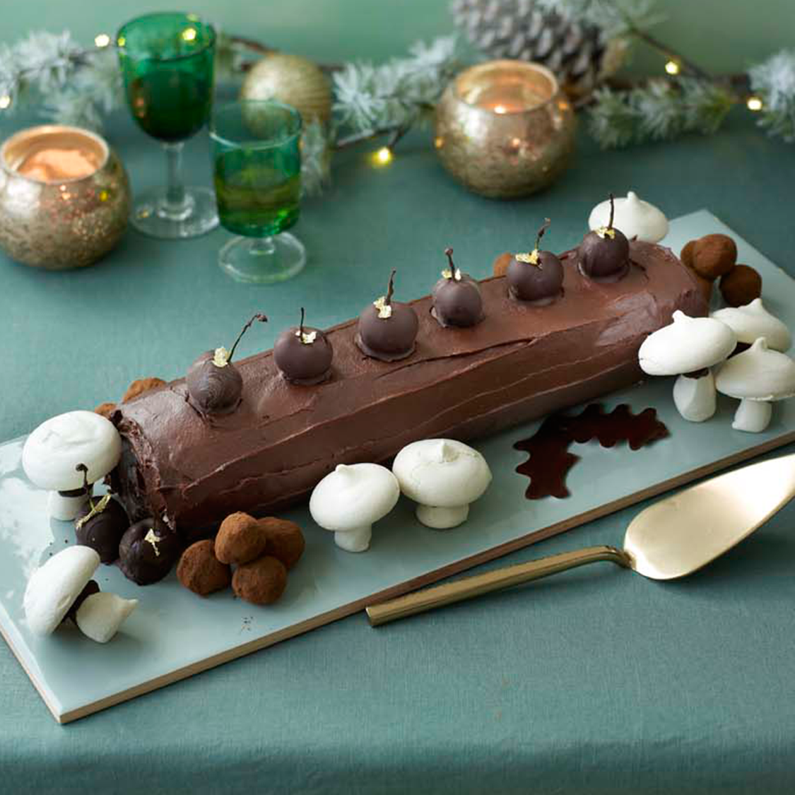 Cherry-and-Chocolate Bûche de Noël Recipe
