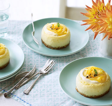 Laura’s Vanilla Cheesecakes with Passionfruit Curd