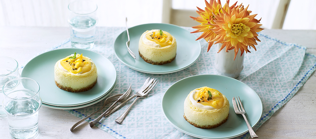 Laura's Vanilla Cheesecakes with Passionfruit Curd - The Great