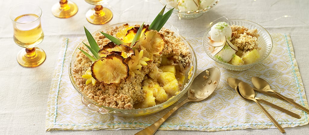 Nancy&#8217;s Caribbean Crumble with Lime-crusted Coconut Ice Cream-image