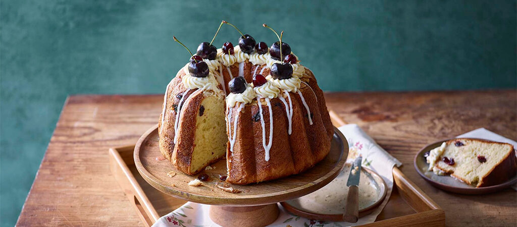 Healthy bundt cake with dates and hazelnuts