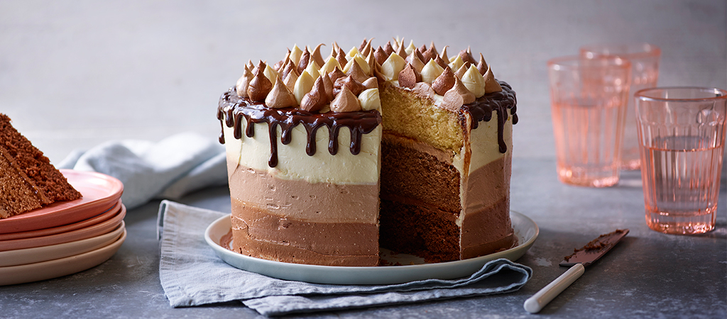 This Muslim Girl Bakes: Sour Cream + Yoghurt Triple Chocolate Coffee Cake.