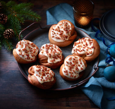 Jon’s Pecan & Maple Buns with Candied Bacon