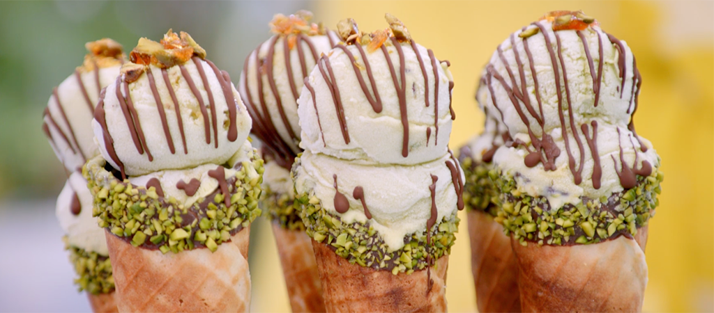 Pistachio Ice Cream on Sugar Cone-Double Scoop