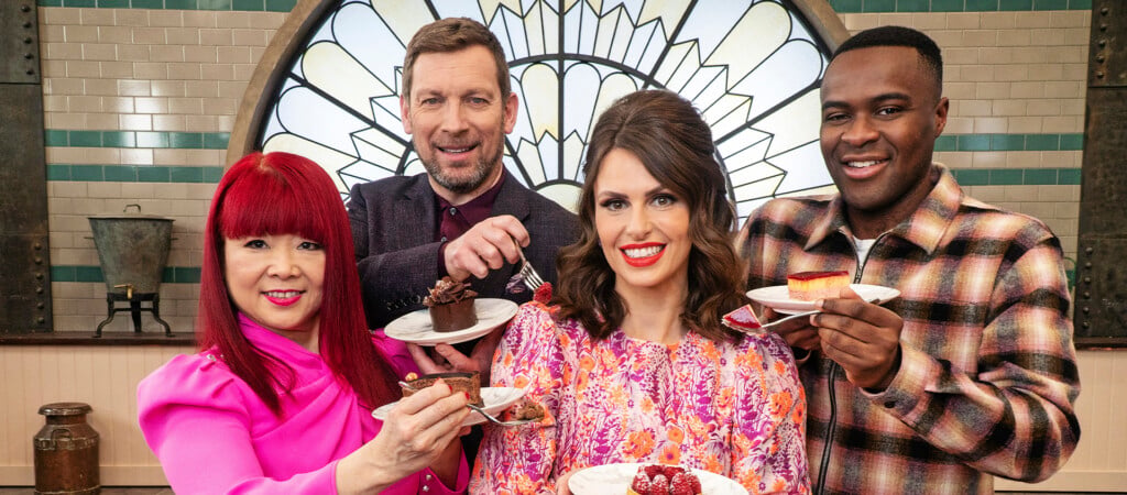 Presenters and judges of Bake Off The Professionals 2023 - Cherish Findem, Benoit Blim, Ellie Taylor, Liam Charles