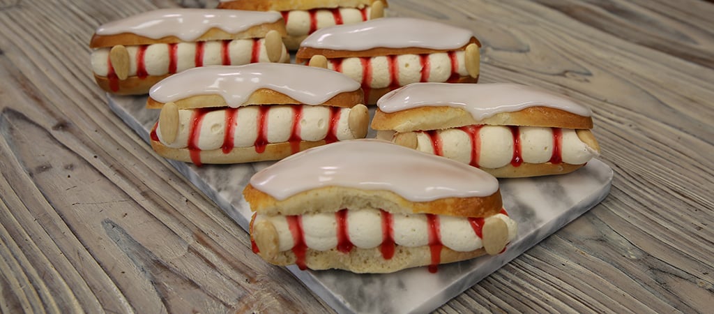 Liam Charles’s Vampire Teeth Iced Buns recipe - The Great British Bake Off