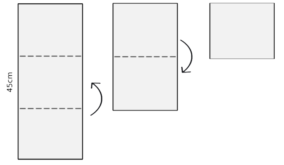 Once you have a rectangle, fold the bottom third up and then the top third down to cover it. The pastry should now be a 45cm square.