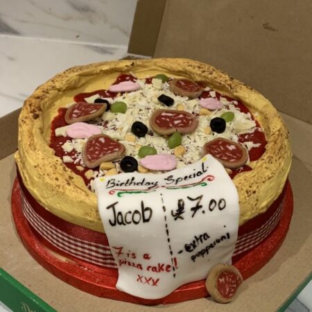 Pizza theme customized cake for pizza lovers birthday - - CakesDecor