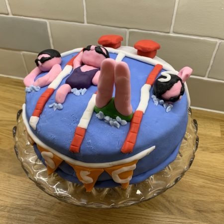 Piece-of-cake - This cool blue ombré swimming cake went out for a keen  channel swimmers birthday yesterday. Vanilla sponge with a jam and white  chocolate buttercream. White chocolate buttercream waves, and a