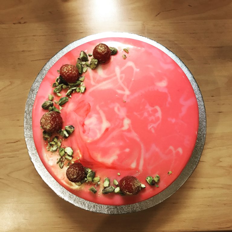 Pistachio and raspberry entremet The Great British Bake Off The