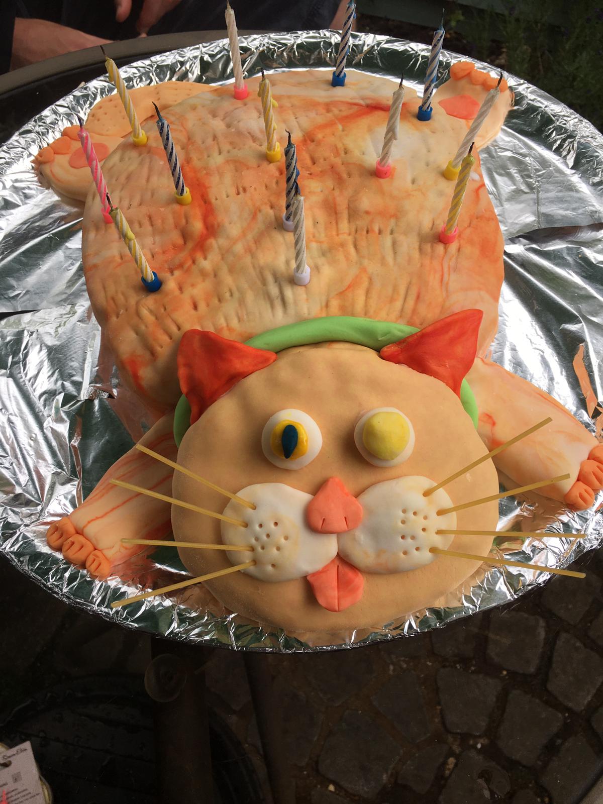 Ginger cat present cake | Cat presents, Rosebud cakes, Present cake