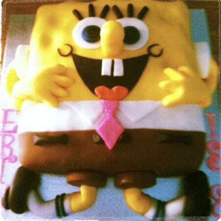 Spongebob cake topper, edible fondant, personalised. Handmade fresh to  order | eBay